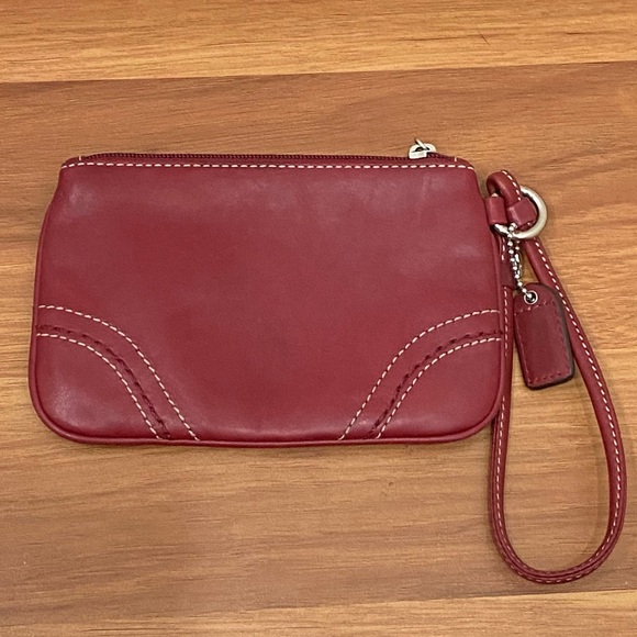 Coach Red Wine Leather Wristlet Small - Picture 4 of 10